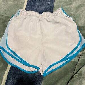 Nike Women's White Athletic Shorts with Teal Trim